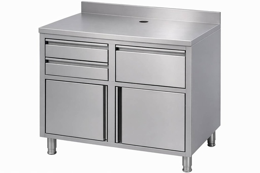 Kaffee Arbeitstisch aus Edelstahl, 1250 x 600 x 1150 mm