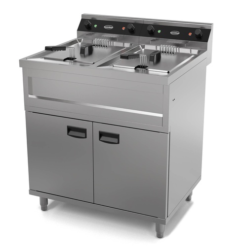 Elektro Friteuse aus Edelstahl, 2 x 12 L, 2 x 6 kW, 800 x 700 x 850 mm