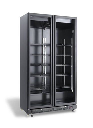 Kühlschrank 2 Glastüren, 1120 x 597 x 2100 mm, schwarz