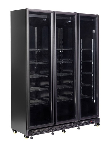 Kühlschrank 3 Glastüren, 1600 x 600 x 2100 mm, schwarz