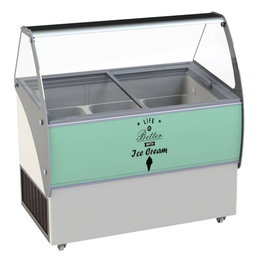 Speiseisvitrine Malta, 13 x 5 L, 1662 x 825 x 1257 mm, weiß