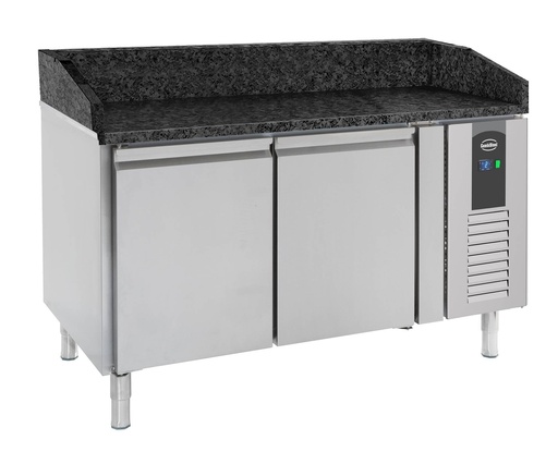 Pizzatisch 2 Türen aus Edelstahl, schwarz / edelstahl