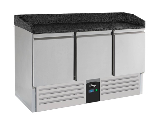 Pizzatisch 3 Türen aus Edelstahl, schwarz / edelstahl