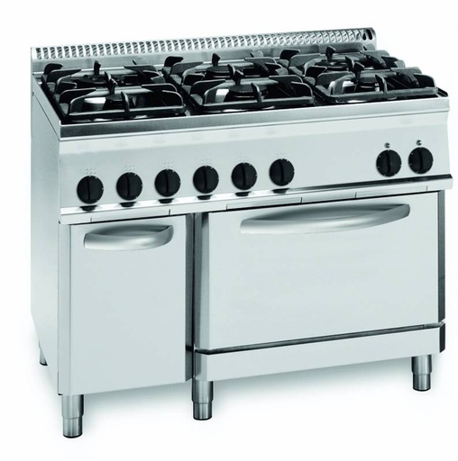KBS Gas-Herd 37kW 6 Brenner mit Gas Backofen
