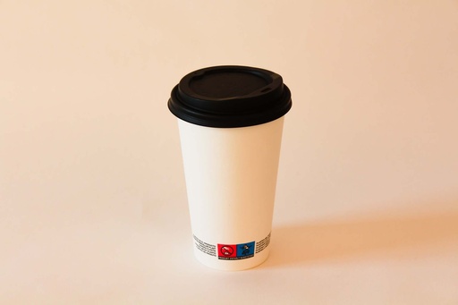 Kaffeebecher Ø90mm/400ml mit Deckel CPLA schwarz / weiß / 1000 Stk.