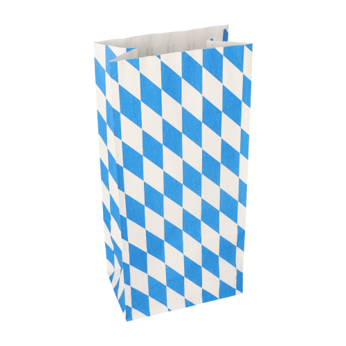 100 Hähnchenbeutel, Papier mit Alu-Einlage 28 cm x 13 cm x 8 cm "Bayrisch blau" 1/1