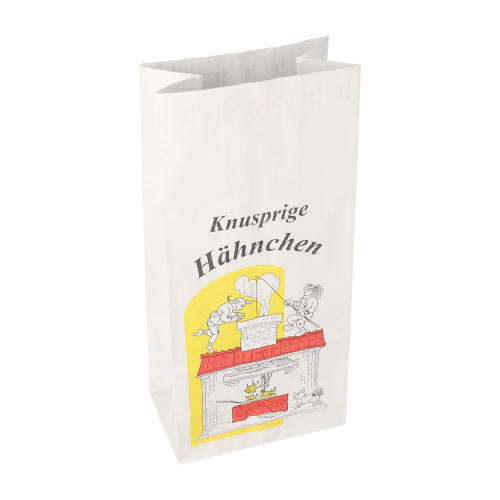 100 Hähnchenbeutel, Papier mit Alu-Einlage 28 cm x 13 cm x 8 cm "Max & Moritz" 1/1