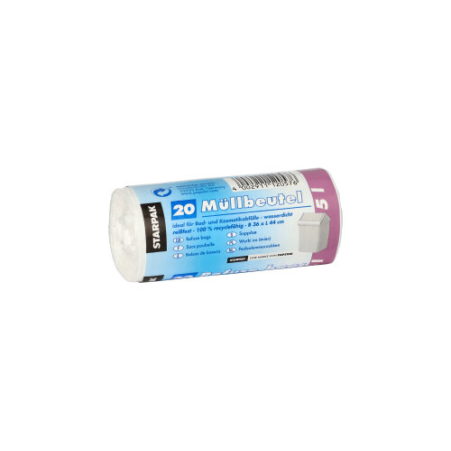 20 Müllbeutel, LDPE 5 L 44 cm x 36 cm weiss