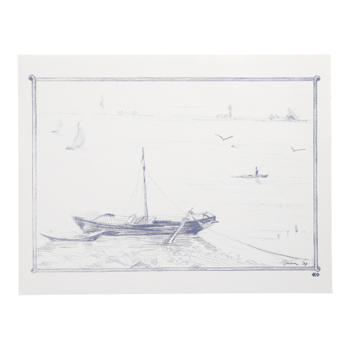 100 Tischsets, Papier 30 cm x 40 cm weiss "Ruderboot"
