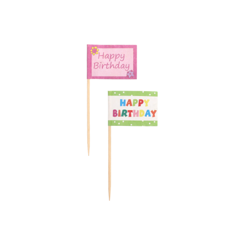 20 Deko-Picker 8 cm "Happy Birthday"