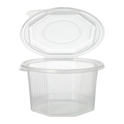 50 Verpackungsbecher mit Klappdeckeln, PP 8-eckig 1 L 8,3 cm x 13 cm x 13 cm transparent
