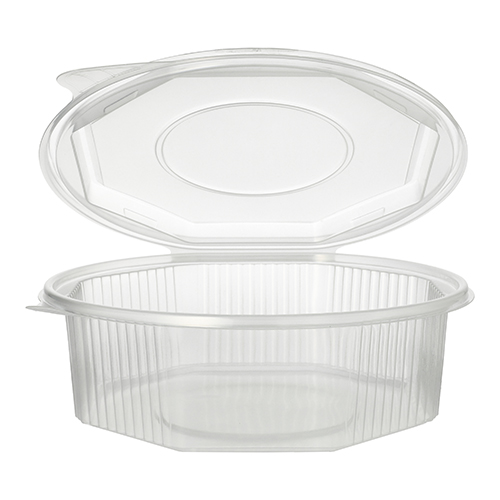 25 Verpackungsbecher mit Klappdeckeln, PP 8-eckig 1,5 L 5,9 cm x 18 cm x 18 cm transparent