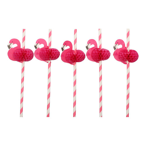50 Trinkhalme, Papier Ø 6 mm · 20 cm pink "Flamingo"