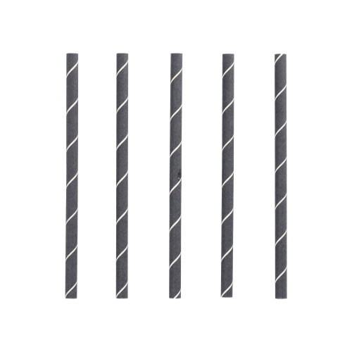 250 Cocktail Trinkhalme, Papier Ø 7 mm · 15 cm schwarz/weiss "Stripes"