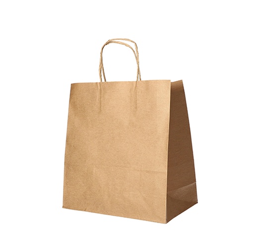25 Tragetaschen, Papier 27 cm x 32 cm x 17 cm braun mit gedrehtem Tragegriff