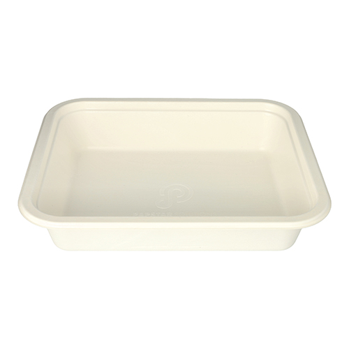 Gastronorm-Behälter GN 1/2 Zuckerrohr, PLA beschichtet eckig 4 L 6,5 cm x 32,5 cm x 26,5 cm weiss
