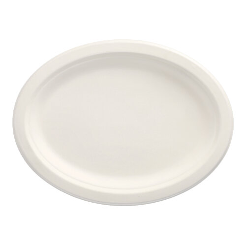 12 Teller, Zuckerrohr "pure" oval 26 cm x 20 cm x 2 cm weiss