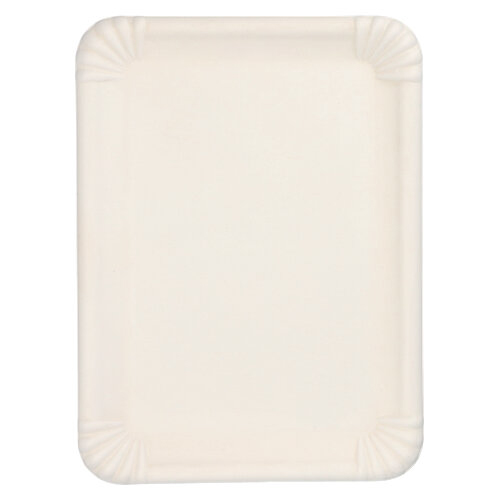 6 Servierplatten, Zuckerrohr "pure" eckig 26 cm x 35 cm weiss