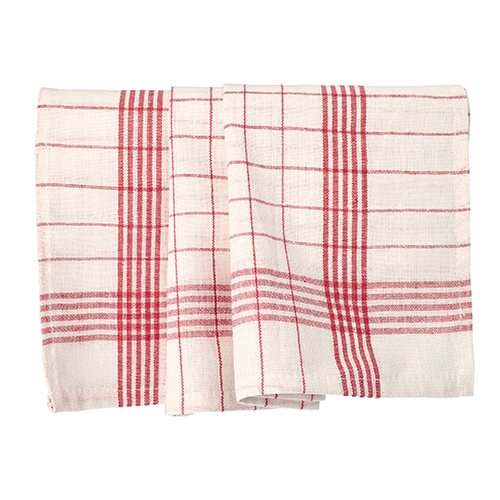 10 Geschirrtücher 70 cm x 50 cm weiss/rot "Baumwolle"