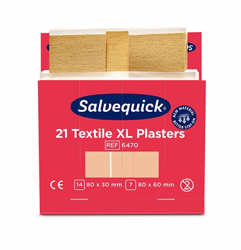 6 Set "Cederroth" Salvequick Textil Pflaster XL (21 Stück) braun , Refill