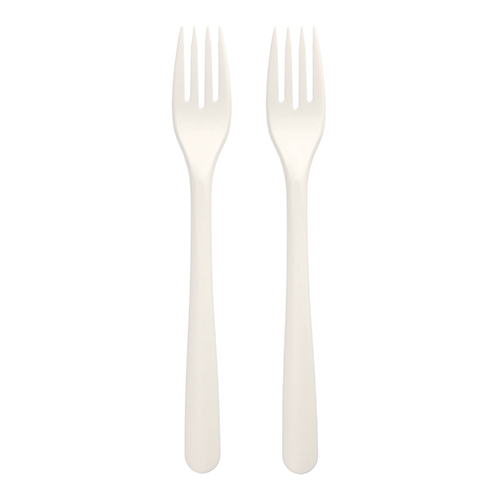50 Gabeln "Folia" C-PLA 19 cm weiss