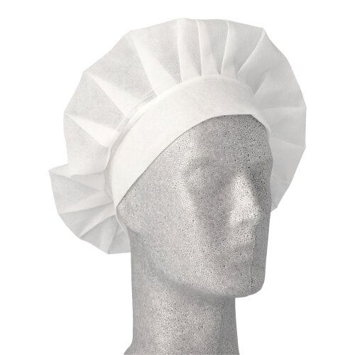 10 "WORK-INN/-PS" Kochmützen, Vlies Ø 30 cm · 17 cm weiss "France"
