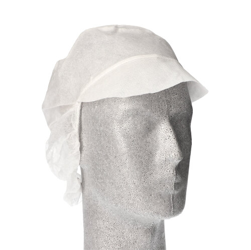 50 "WORK-INN/PS" Kappen mit Schirm und Haarnetz, Vlies Ø 30 cm weiss