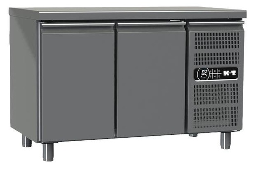 K+T Tiefkühltisch GN 1/1, Korpushöhe 650 mm, abgekantete Arbeitsplatte, 2 Abteile, steckerfertig