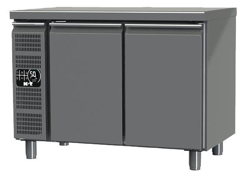 K+T Tiefkühltisch GN 1/1, Korpushöhe 650 mm, abgekantete Arbeitsplatte, 2 Abteile, Zentralkühlung