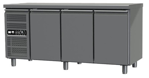 K+T Tiefkühltisch GN 1/1, Korpushöhe 650 mm, abgekantete Arbeitsplatte, 3 Abteile, steckerfertig