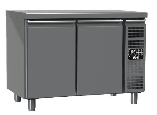 K+T Tiefkühltisch GN 1/1, Korpushöhe 700 mm, abgekantete Arbeitsplatte, 2 Abteile, Zentralkühlung